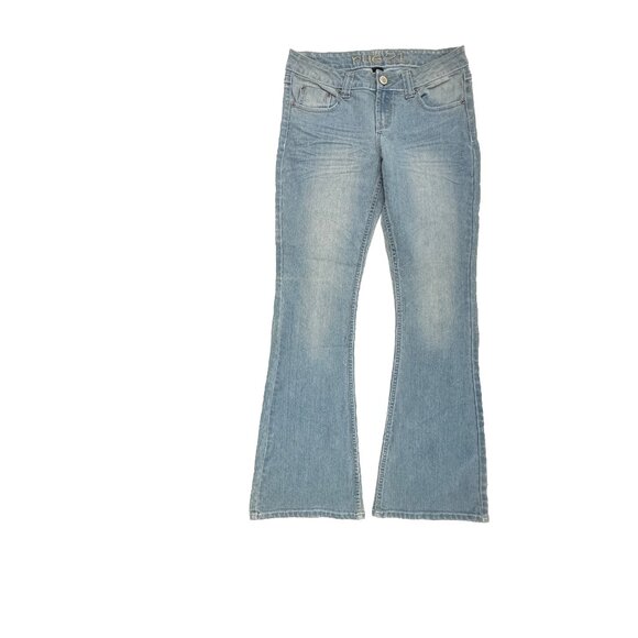 Rue 21 Flare Women's size 5 Medium Wash Blue Denim Jeans - Picture 1 of 6